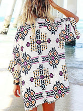 Load image into Gallery viewer, Chiffon Arrow Print White Bohemia Beach Mini Cover-Up Swimwear