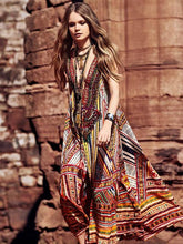 Load image into Gallery viewer, Bohemia Print V-neck Straps Maxi Dress