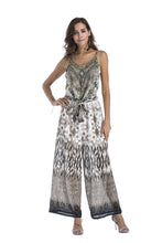 Load image into Gallery viewer, 5 pattern Wide-leg pants sexy halter V-neck lady print panties chiffon Rompers