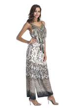 Load image into Gallery viewer, 5 pattern Wide-leg pants sexy halter V-neck lady print panties chiffon Rompers