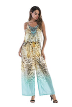 Load image into Gallery viewer, 5 pattern Wide-leg pants sexy halter V-neck lady print panties chiffon Rompers