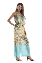 Load image into Gallery viewer, 5 pattern Wide-leg pants sexy halter V-neck lady print panties chiffon Rompers