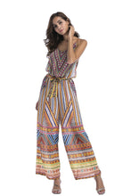 Load image into Gallery viewer, 5 pattern Wide-leg pants sexy halter V-neck lady print panties chiffon Rompers