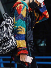 Load image into Gallery viewer, Autumn And Winter Colorful Knit Cardigan Lazy Wind Hooded Coat