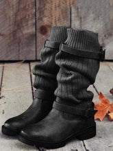 Load image into Gallery viewer, Women Winter Fashion Knit Mid Calf Boots