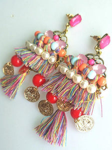 Bohemian Ethnic Style Colored Tassels Earrings