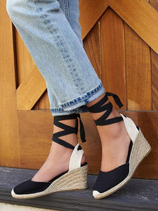 2018 Bandage Wedge Heels Beach Casual Shoes For Women