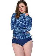 Load image into Gallery viewer, Long-Sleeved Conservative Plus-Size Covered Belly Split Sunscreen Swimsuit