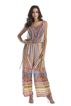 Load image into Gallery viewer, 5 pattern Wide-leg pants sexy halter V-neck lady print panties chiffon Rompers