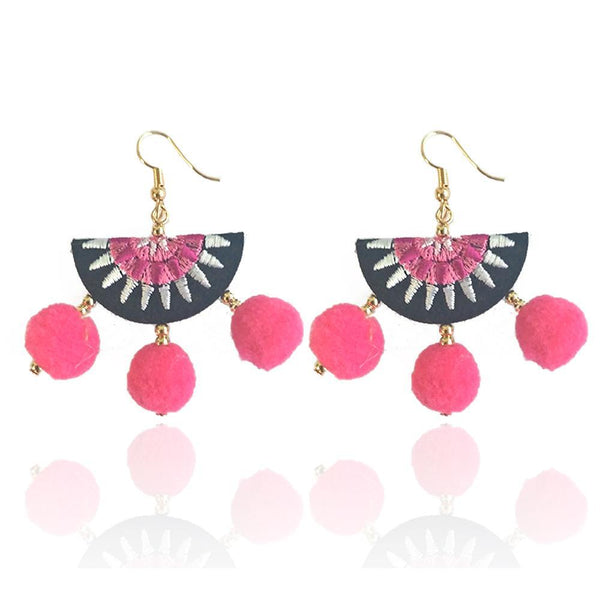 Women earring ball earrings short statement multi-layer big velvet fan-type earrings fringe jewelry vintage bohemia