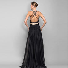 Load image into Gallery viewer, Two-color Sleeveless V-Neck Maxi Evening Dress