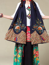 Load image into Gallery viewer, Ethnic Cotton and Linen Wild Long Embroidery Flower Shawl Scarf