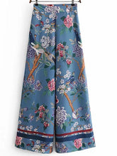 Load image into Gallery viewer, Autumn Bird Flower Print High Waist Side Zipper Loose Wide Leg Pants