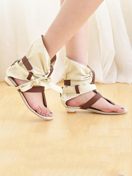 Summer Open Toe Bandage Flat Sandals Shoes