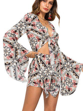 Load image into Gallery viewer, Casual Beach Holiday Print V-Neck Jumpsuit