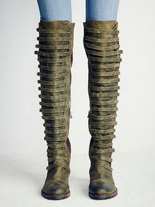 Autumn Winter Bandage Frosted Thigh-high Boots Shoes