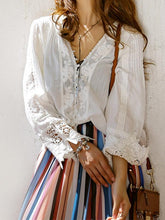 Load image into Gallery viewer, Sexy Boho V-Neckline Long Sleeve Lace Blouses Tops