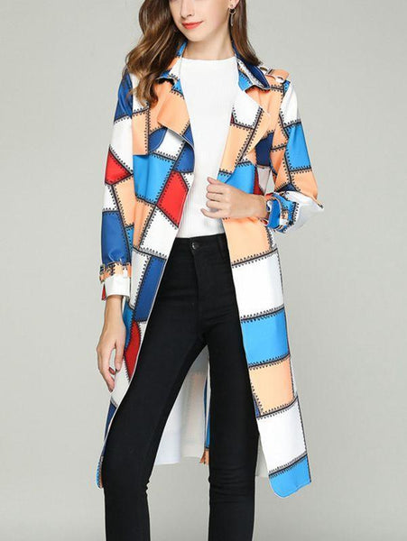 Autume Long Mid-Length Slim Waistband Fashion Casual Color Coat