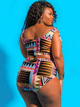 Load image into Gallery viewer, Solid Color Print Plus Size Swimsuit Bikini