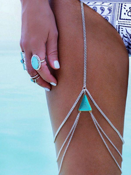 Wild Personality Geometric Turquoise Multi-Layer Leg Chain