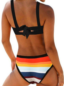Women's Large Size Swimwear Print Triangle Split Swimsuit