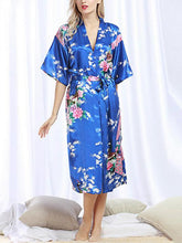 Load image into Gallery viewer, Peacock Nightgown Bathrobe Sexy Cardigan Silk Pajamas Women&#39;s Summer Home Wear 1