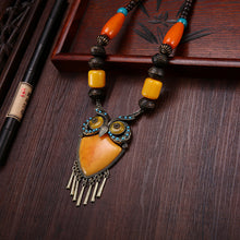 Load image into Gallery viewer, Tibetan ethnic wind wooden beads necklace sweater chain dance pendant