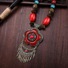 Load image into Gallery viewer, Tibetan Ethnic Style Vintage Flower Pendant Necklace Sweater Chain Pendant