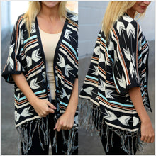Load image into Gallery viewer, Bohemian Tasseled  Printing Mid-Sleeved Striped Coat