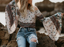 Load image into Gallery viewer, One-Letter Collared Chiffon Sleeve Top