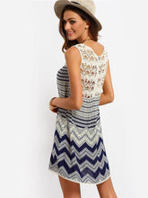 Load image into Gallery viewer, Pretty Blue Bohemia Lace Sleeveless Beach Dress Mini Dress