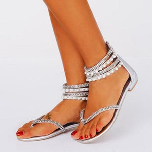 Behemian Summer Ankle Straps Fashion New Beaded Sandals Women's Shoes