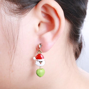 Festive Christmas Tree Santa Claus Stud Earrings