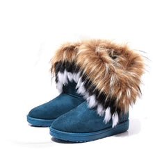 Load image into Gallery viewer, Cozy Winter Solid Color Short Faux Fox Warm Snow Ankle Boots