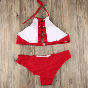 2018 Red Hollow Sexy Swimwear Bikini Sets