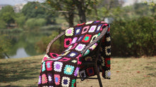 Load image into Gallery viewer, Grandmother&#39;s Block Checkered Handmade Crochet Blanket