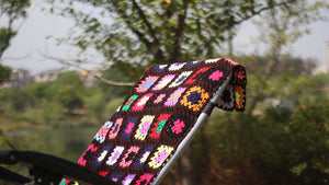 Grandmother's Block Checkered Handmade Crochet Blanket