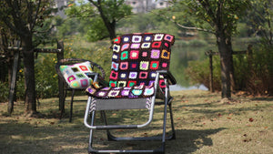 Grandmother's Block Checkered Handmade Crochet Blanket