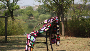 Grandmother's Block Checkered Handmade Crochet Blanket