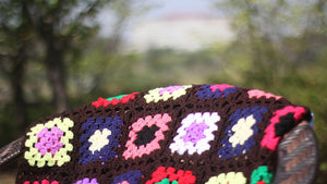 Grandmother's Block Checkered Handmade Crochet Blanket