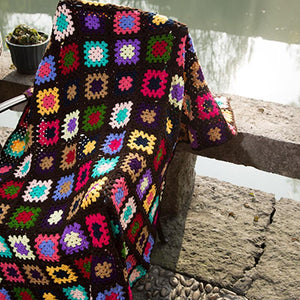 Grandmother's Block Checkered Handmade Crochet Blanket