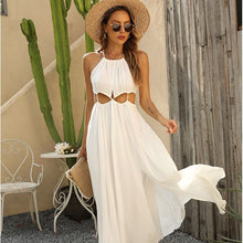 Load image into Gallery viewer, Temperament beach resort split halterneck maxi dress Stylish backless chiffon maxi dress