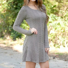 Load image into Gallery viewer, Spring four-color knit padded sweater round neck long sleeve dress