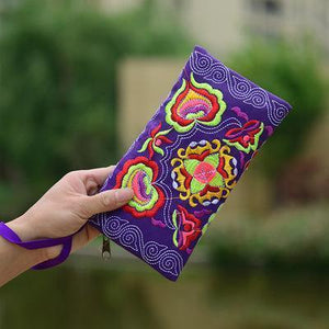 Yunnan Ethnic Embroidery Coin Purse Big Peony Women's Cloth Bag Clutch Bag