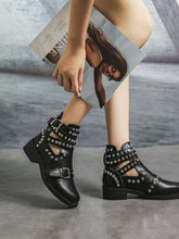 Load image into Gallery viewer, Round head stylish metal rivet belt buckle Martin boots women&#39;s boots.