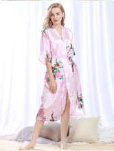 Load image into Gallery viewer, Peacock Nightgown Bathrobe Sexy Cardigan Silk Pajamas Women&#39;s Summer Home Wear 2