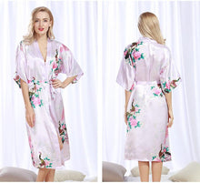 Load image into Gallery viewer, Peacock Nightgown Bathrobe Sexy Cardigan Silk Pajamas Women&#39;s Summer Home Wear 3