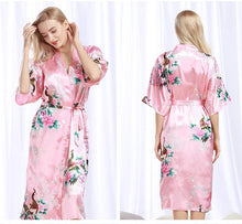 Load image into Gallery viewer, Peacock Nightgown Bathrobe Sexy Cardigan Silk Pajamas Women&#39;s Summer Home Wear 3