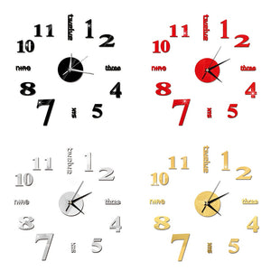 3D Wall Clock Mirror Wall Stickers Creative DIY Wall Clocks Removable Art Decal Sticker Home Decor Living Room Quartz Needle Hot