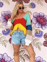 Load image into Gallery viewer, Colorful Knit Loose Long Sleeve Sweater